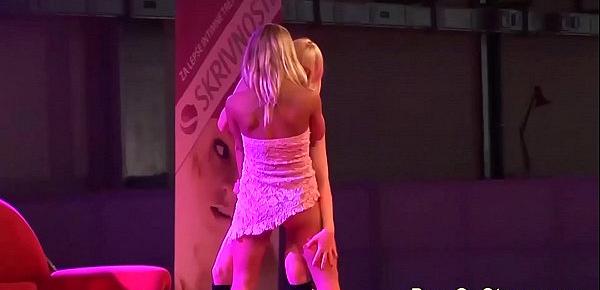  hot lesbian porn show on public stage